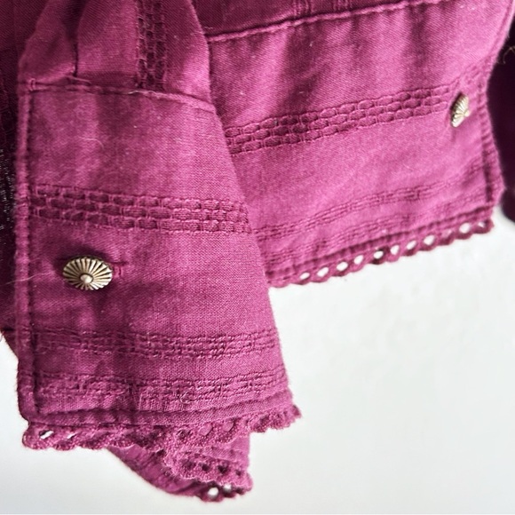 Anthropologie Maeve Gelise Button Blouse Size Small Plum Purple Pintucked Small - Picture 5 of 6